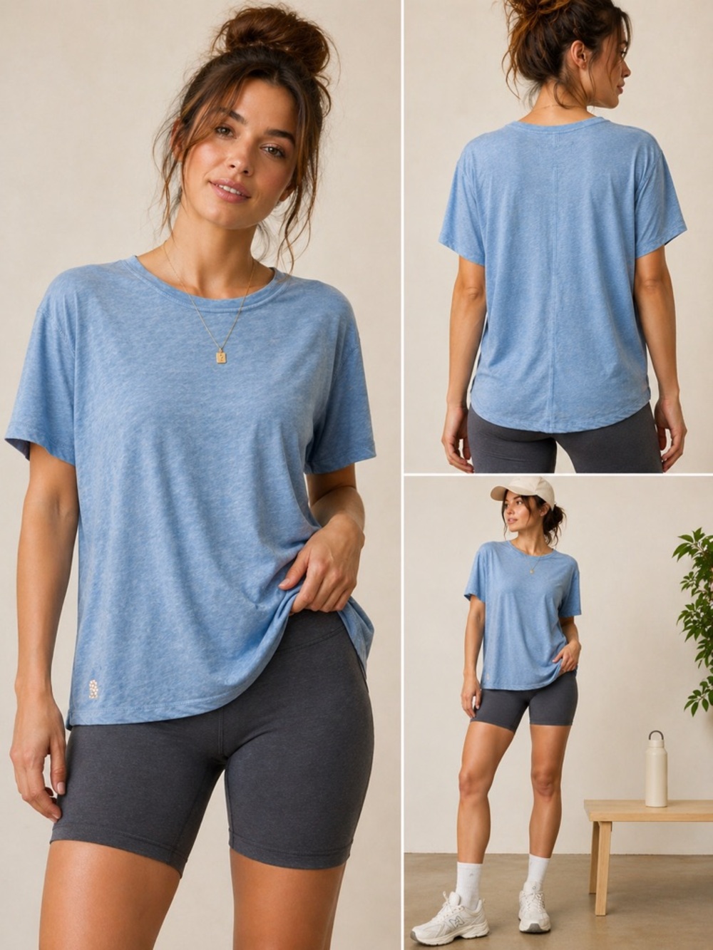 Free People Movement Oversized Tee Light Blue Size Small